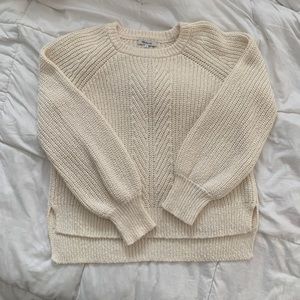 Madewell Bubble-Sleeve Cable Knit Sweater